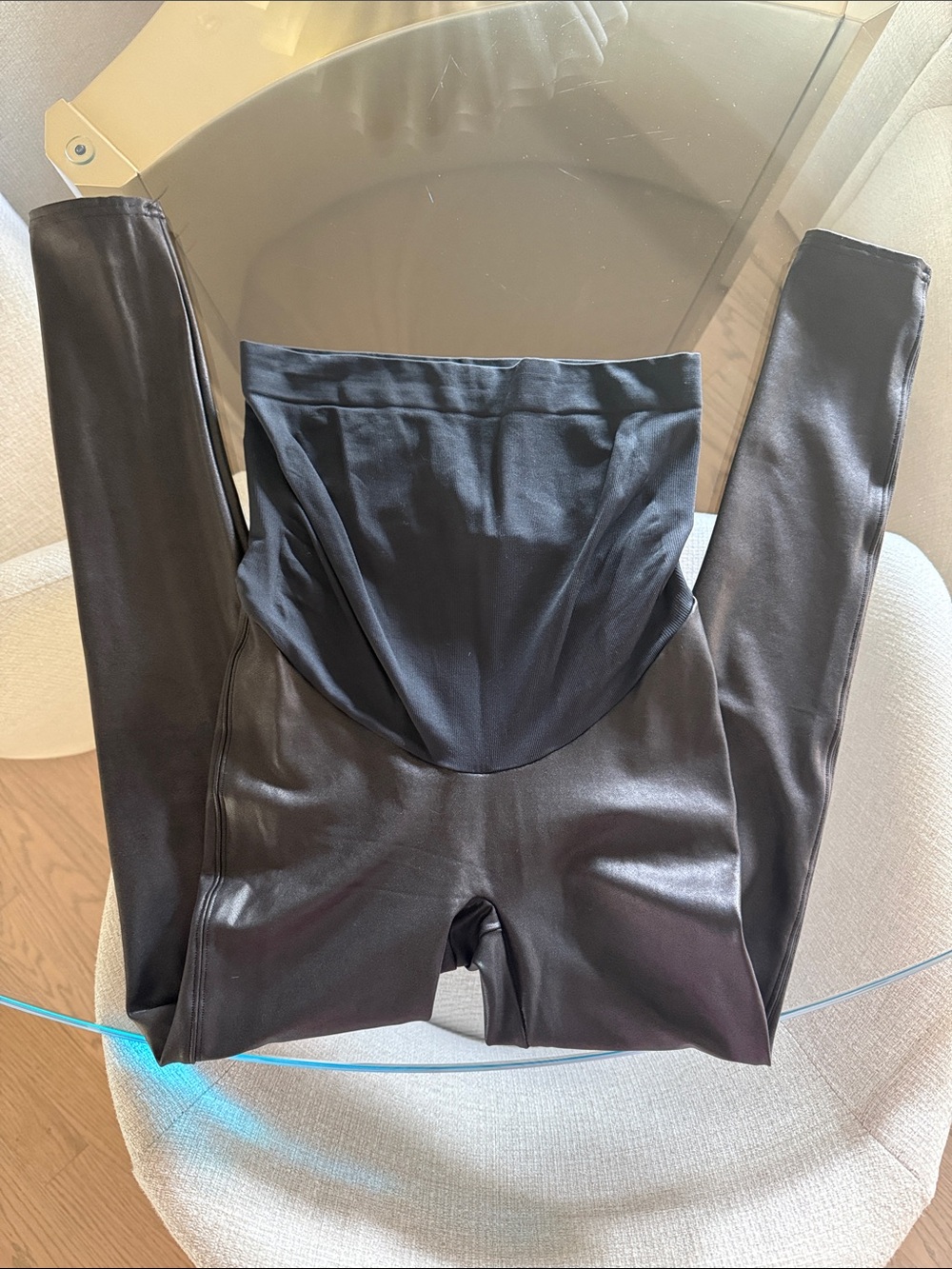 SPANX Black Faux Leather High-Waist Maternity Leggings